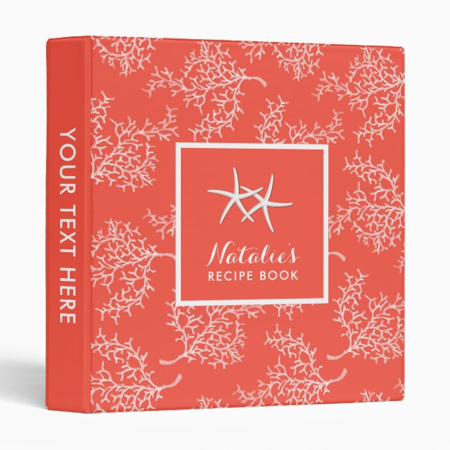 Beach Coral Reef & Starfish Chef Recipe Binder (Front/Spine)