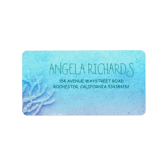 Beach Coral Turquoise Wedding Label (Front)
