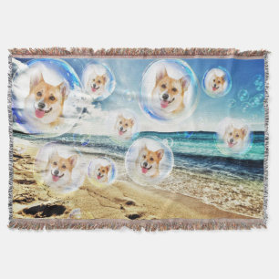 Beach Corgis Throw Blanket