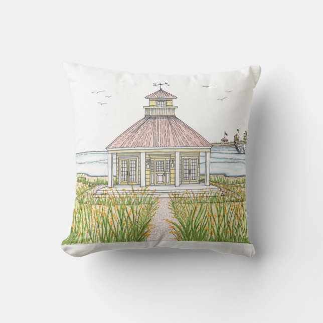 Beach Cottage Pillow with White back (Front)
