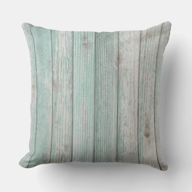 Beach Cottage Wood Outdoor Pillow (Front)