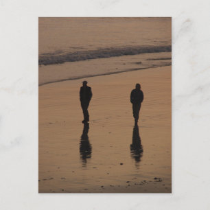 beach couple postcard