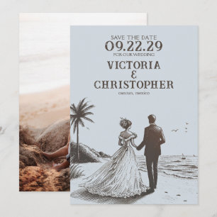 Beach Couple Save the Date