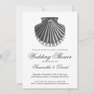 Beach Couple's Wedding Shower Scallop Shell Charco Invitation