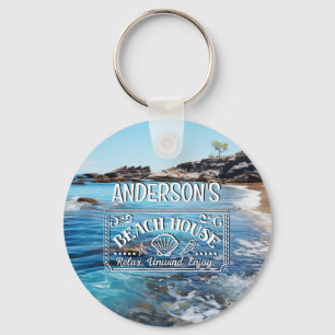 beach Cove Painting Your Adventure Begins Keychain