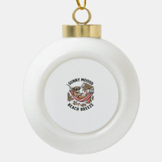 Beach Cow Shirt Vintage Summer Farm Animal Art Ceramic Ball Christmas Ornament