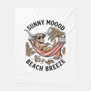 Beach Cow Shirt Vintage Summer Farm Animal Art Fleece Blanket