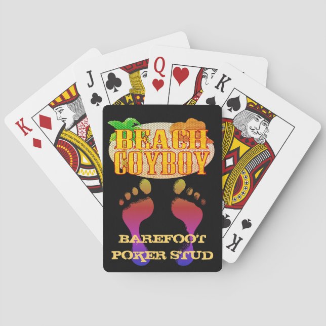 Beach Cowboy Nighttime Barefoot Poker Stud Playing Cards (Back)