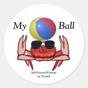 Beach Crab, My Ball, MeWarriorWoman on Twitch Classic Round Sticker