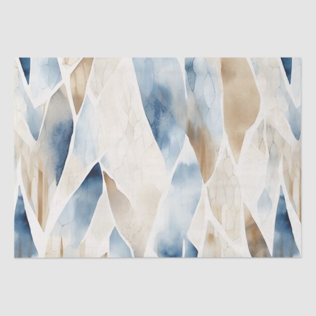 Beach Cream Blue Abstract  Tissue Paper (Front)