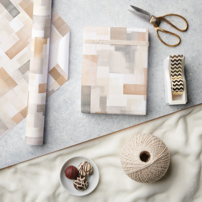 Beach Cream Rectangles Wedding Wrapping Paper (Crafts)