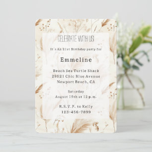 Beach Cream Sand Birthday Invitation