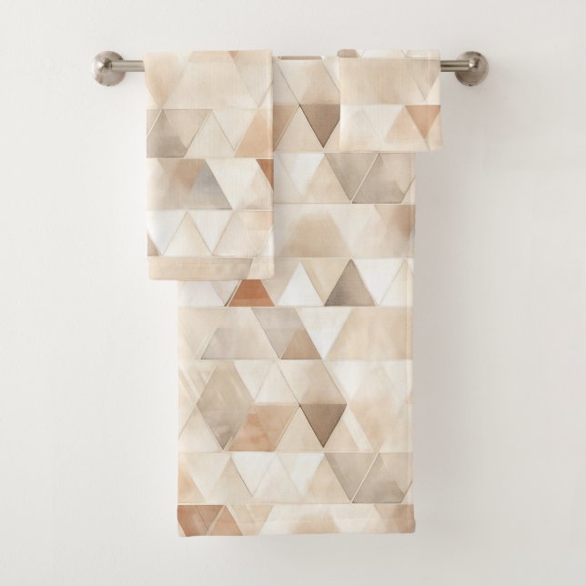 Beach Cream Triangles  Bath Towel Set (Insitu)