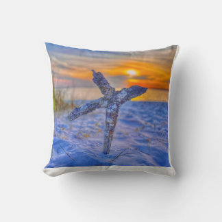 Beach cross coffee mug throw pillow