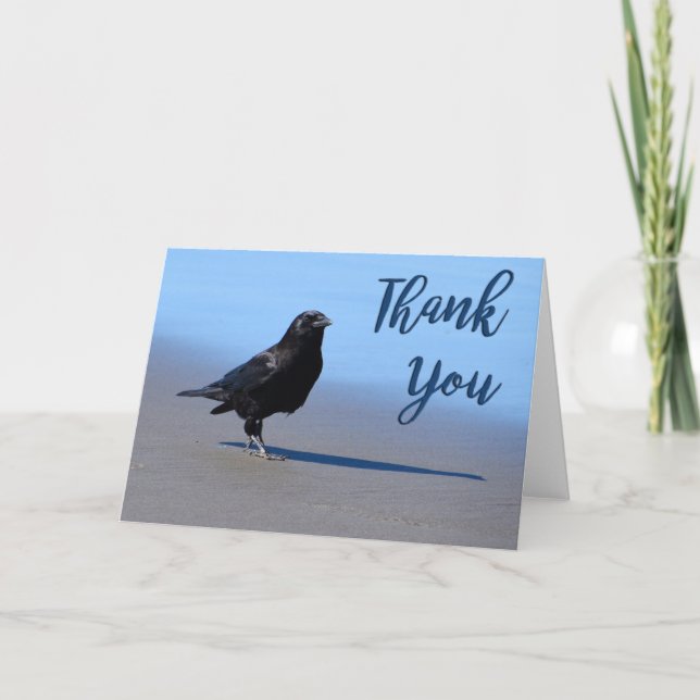 Beach Crow Photo Thank You Card (Front)