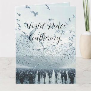 Beach crowd peace dove photo card