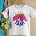 Beach Cruise Family Reunion Cute Custom Palm Tree Toddler T-shirt<br><div class="desc">Cool matching family vacation t-shirts for a toddler to wear on an island cruise. Features beautiful palm trees in front of a pretty pink beach sunset. Perfect custom children's tees for your summer trip to the sea. Customize with your name.</div>
