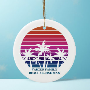 Beach Cruise Family Reunion Sunset Vacation Custom Ceramic Ornament