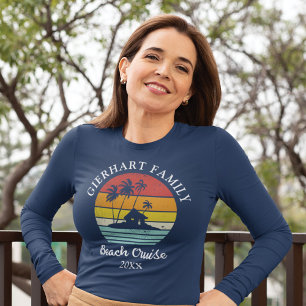 Beach Cruise Retro Family Reunion Mom Vacation T-Shirt