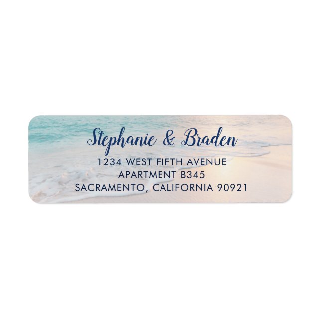 Beach Custom Ocean Waves Sunset Return Address (Front)