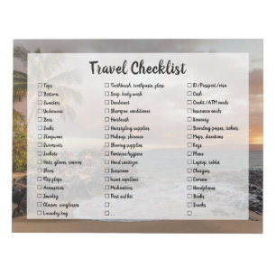 Beach Customizable Travel Packing List Checklist Notepad