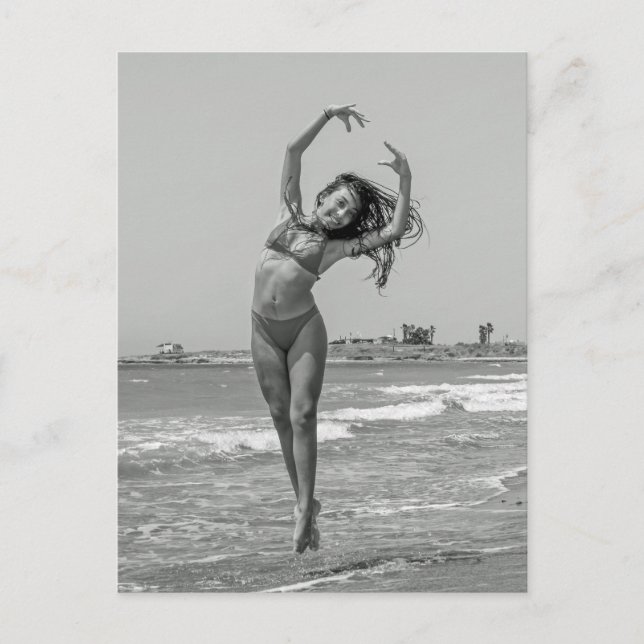 Beach Dancer B&W photo postcard (Front)