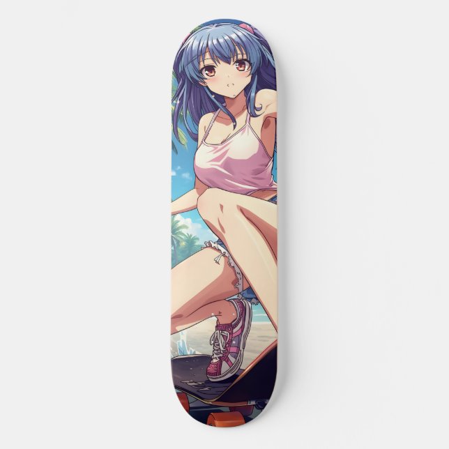 Beach Day Anime Skateboard Deck (Front)