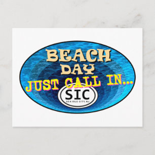  BEACH DAY CALL IN SIC NJ Sea Isle City Postcard