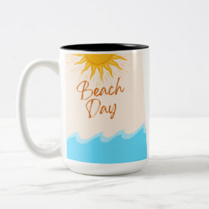 Beach Day Coffee Mug   Summer Sun Mug   Ocean Wave