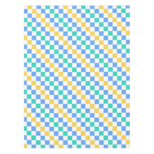 Beach day diagonal checkerboard pattern tablecloth