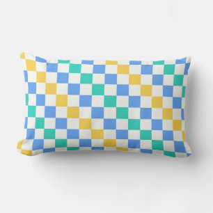 Beach day diagonal chequerboard pattern lumbar pillow