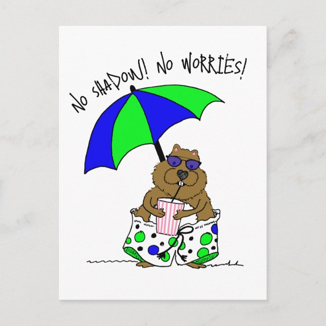 Beach Day Groundhog Holiday Postcard (Front)