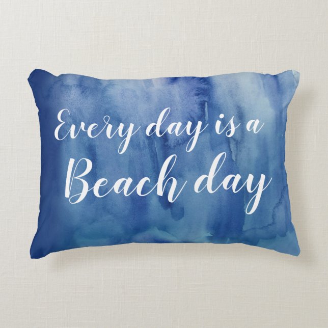 Beach Day Navy Script Beach Accent Pillow (Front)