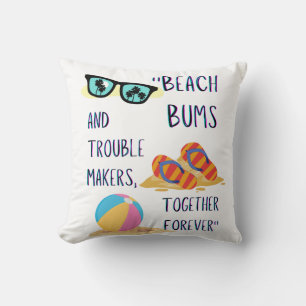 beach day quote throw pillow