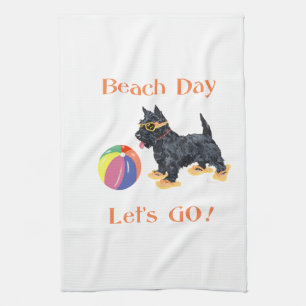 Beach Day Scottie Dog Kitchen Towel