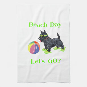Beach Day Scottie Dog Kitchen Towel