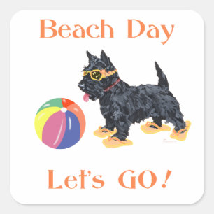 Beach Day Scottie Dog Square Sticker