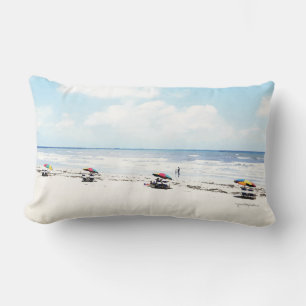 Beach Day Shade, Colorful Umbrellas on the Beach Lumbar Pillow
