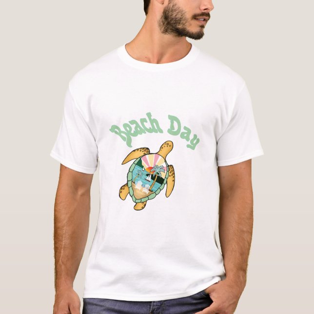 Beach Day, Summer, Turtle, T-Shirt (Front)