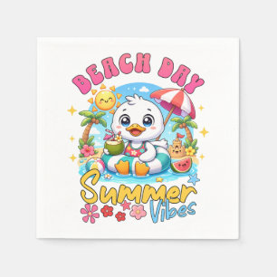 Beach Day Summer Vibes Cute Duck Tropical Vacation Napkin
