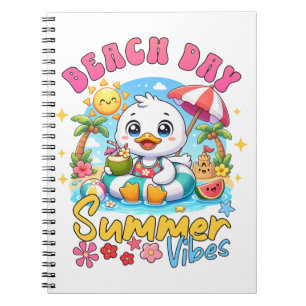 Beach Day Summer Vibes Cute Duck Tropical Vacation Notebook