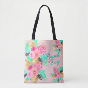 Beach Day Tropical Summer Palm Vibrant Tote Bag