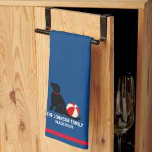 Beach Days Black Retriever Dog Kitchen Towel