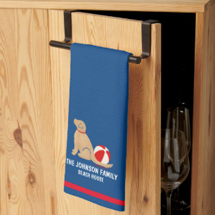 Beach Days Golden Retriever Dog Kitchen Towel