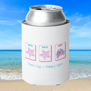 Beach Days & Mahjong Nights Personalized Coastal  Can Cooler