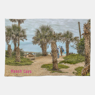 Beach Days, Overcast, Beach Garden Kitchen Towel