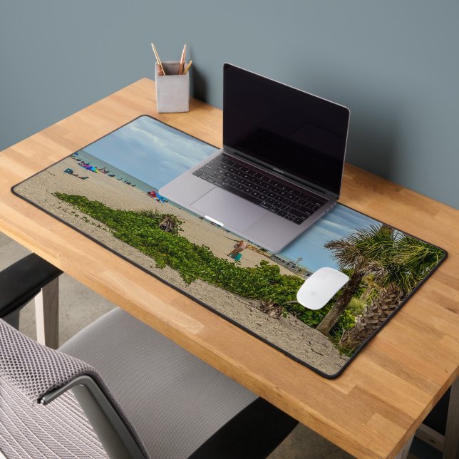 Beach Days, Overcast, Green Vines Alligator  Desk Mat (Office 2)