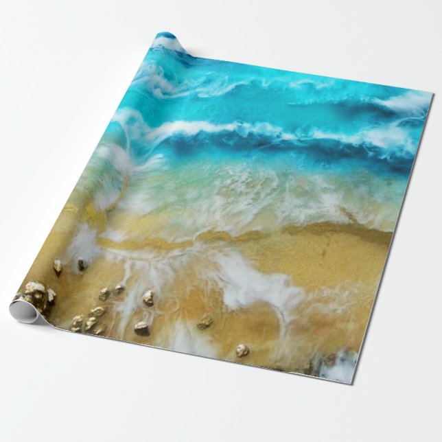 Beach decoupage wrapping paper (Unrolled)