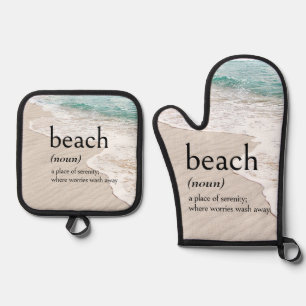 BEACH Definition On Seashore Oven Mitt & Pot Holder Set