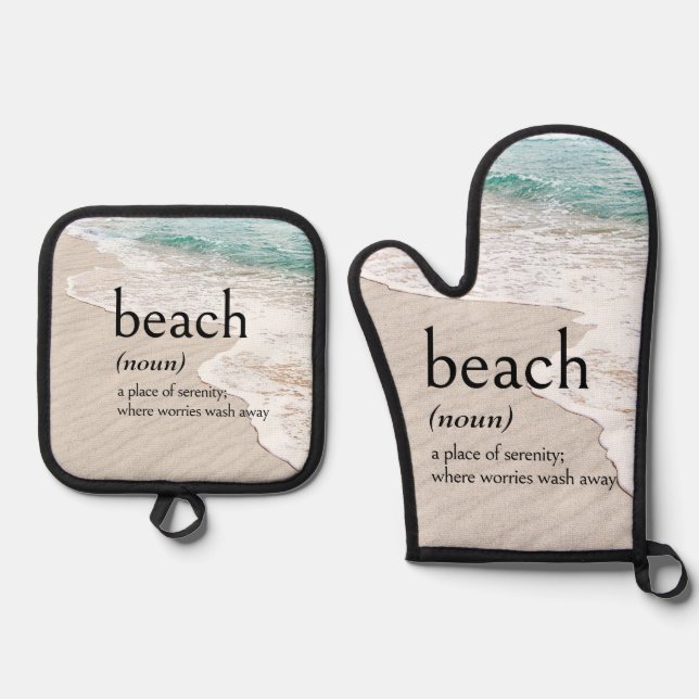 BEACH Definition On Seashore Oven Mitt & Pot Holder Set (Front)